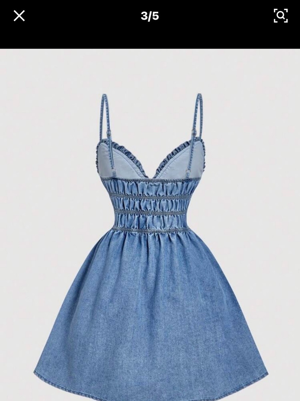 Denim Spaghetti-Strap Sundress in Blue #8171 - Picture 3 of 5